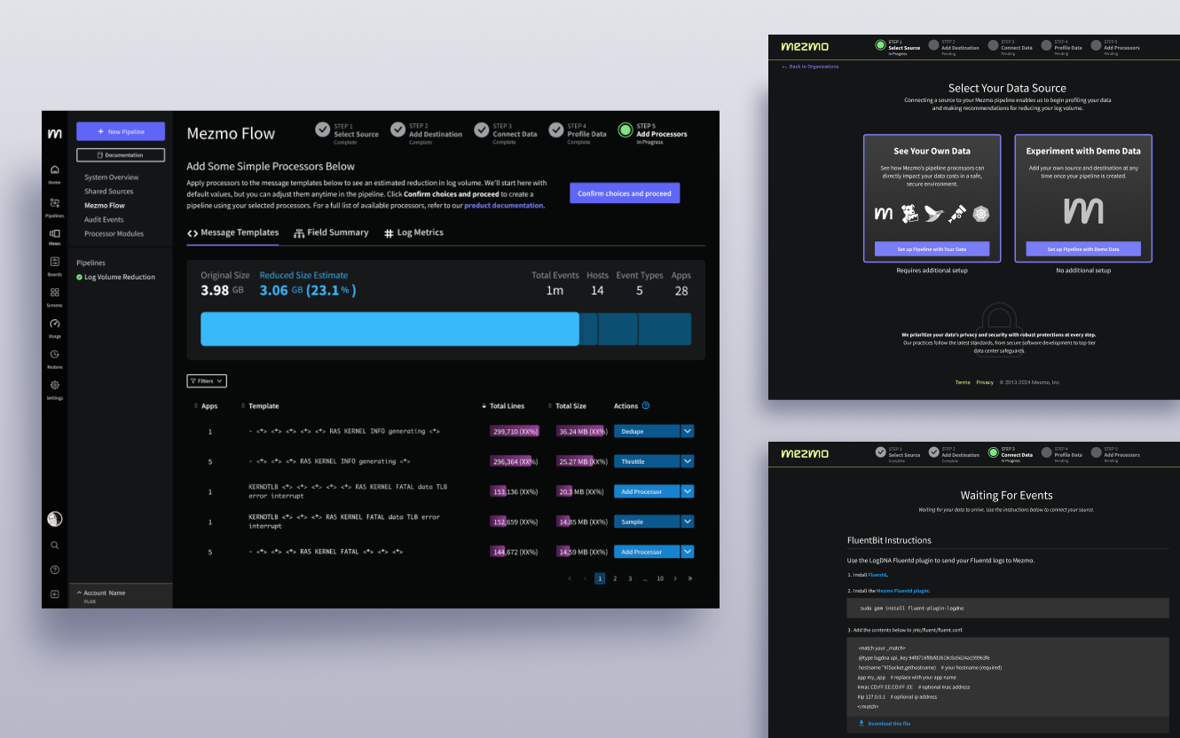 Mezmo application onboarding workflow
