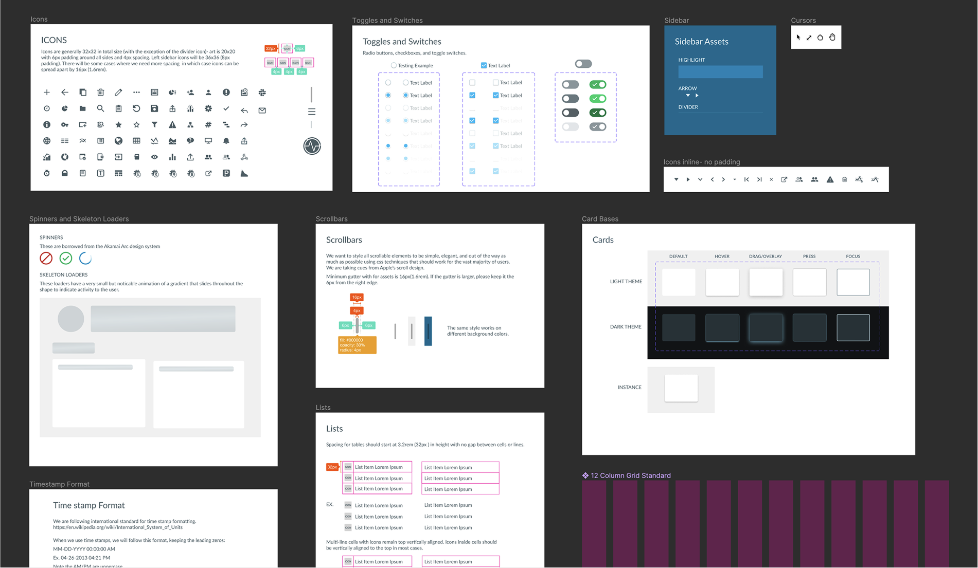 mPulse design system components and interface patterns