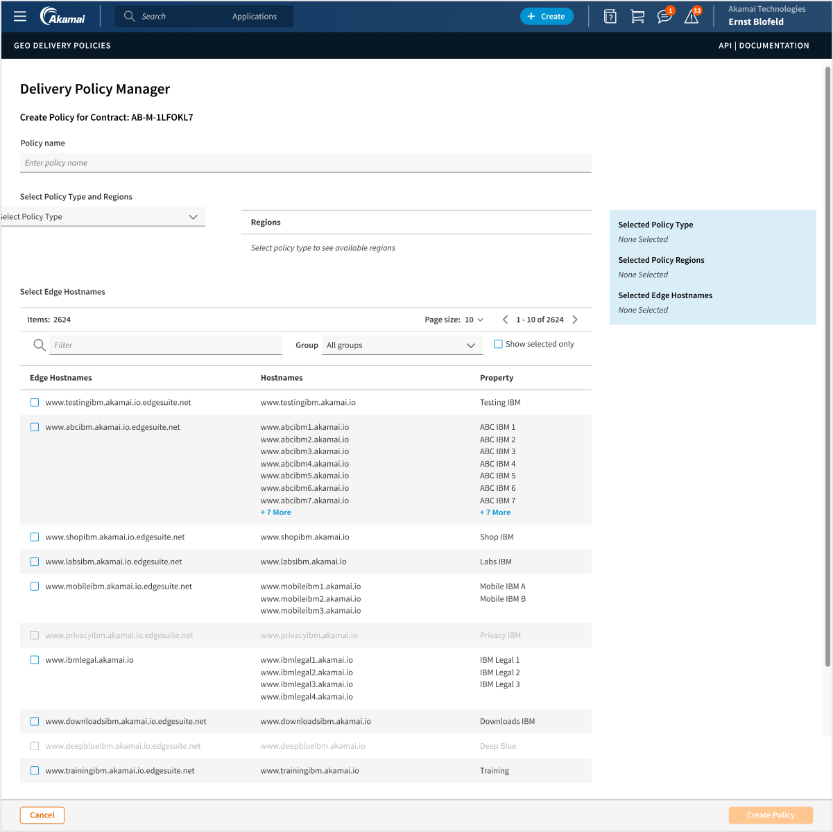 Image of the GeoDelivery policy editor, half filled out