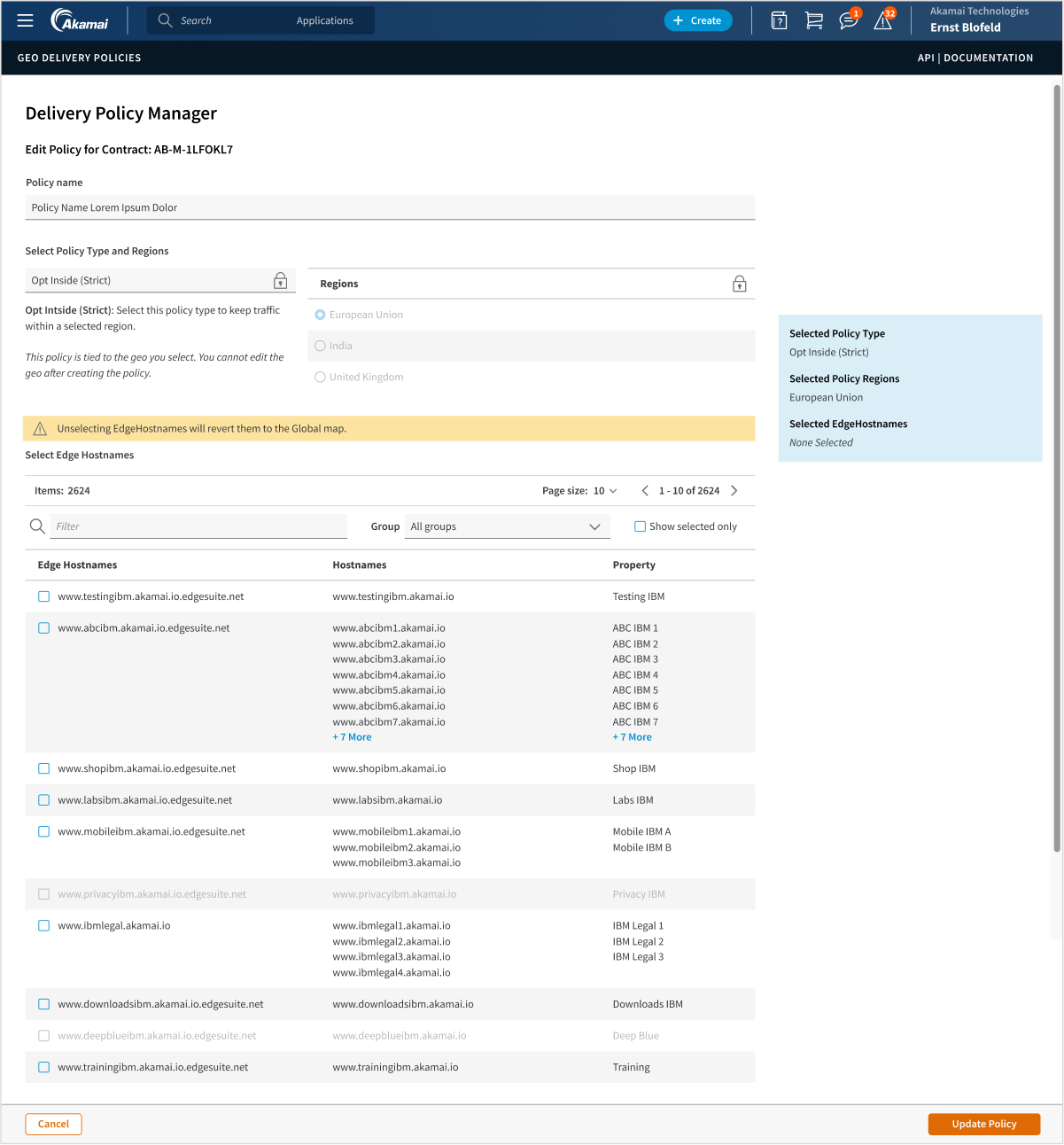 Image of the GeoDelivery policy editor, completeed