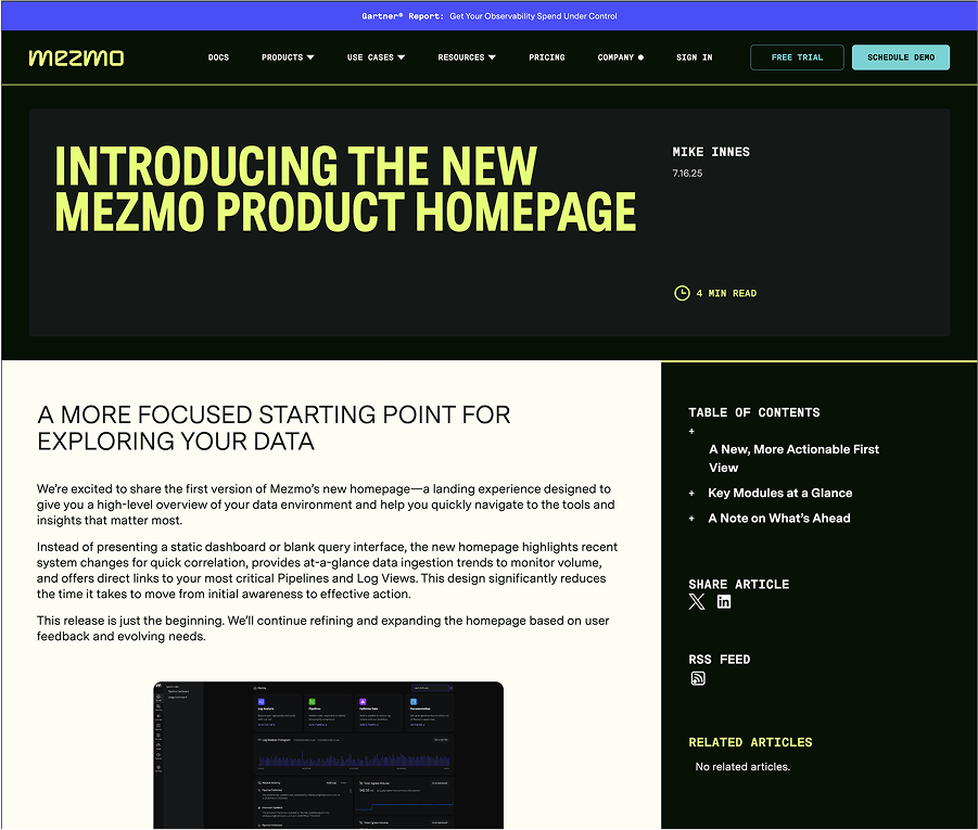 Screenshot of blog post